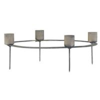 Adventslysestage med spyd til kronelys og bedelys rund i zink look