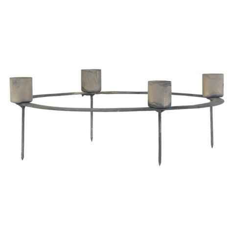 Adventslysestage med spyd til kronelys og bedelys rund i zink look