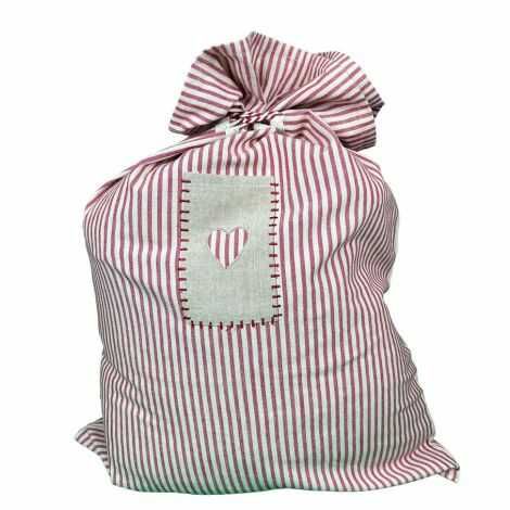 julesække_i stribet stof med lomme og bindebånd til pakker og gaver