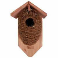 Redekasse gærdesmutte i træ og kokosfibre til ophæng i haven