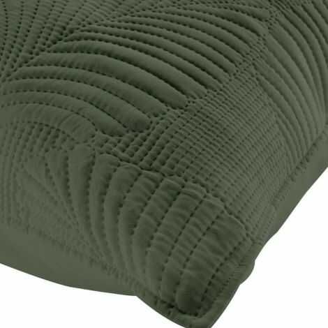 Pyntepudebetræk 60x60 mørkegrøn nærbillede af det syede mønster