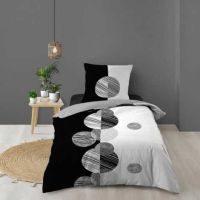 Sengetøj enkelt dyne 140x200 sort og hvid i bomuld