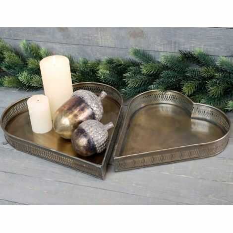 Hjerte til pynt og lys messing look lysfad