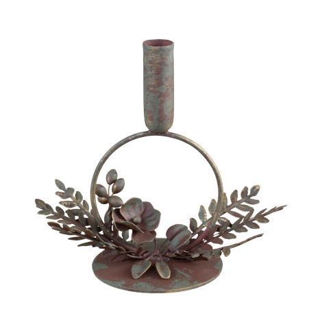 Blomster lysestage til bedelys og kronelys i smukt antikt look