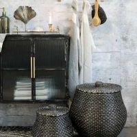 Stor fletkurv med låg i sort søgræs fra chic antique