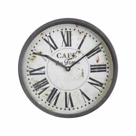 Stort ur med metalramme til væg i antik sort med romertal Ø35 cm.