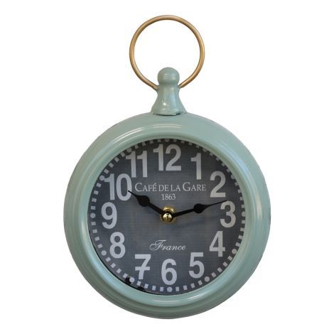 Smart retro ur til væg i lysegrøn med hvide tal