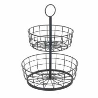 etage opsats med 2 kurve i sort metal til opbevaring