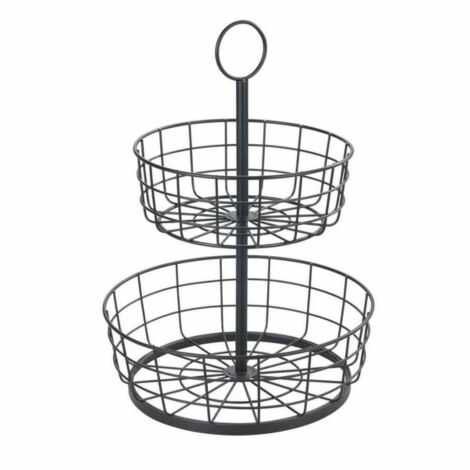 etage opsats med 2 kurve i sort metal til opbevaring