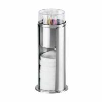 Holder til vatrondeller og vatpinde fyldt op med rondeller og vatpinde