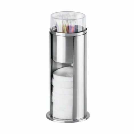 Holder til vatrondeller og vatpinde fyldt op med rondeller og vatpinde