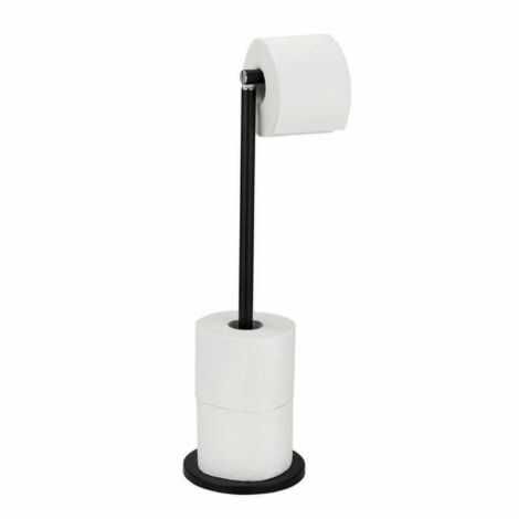 Fritstående toiletrulleholder med 2 ekstra ruller toiletpapir og 1 rulle i brug