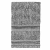 Hammam badehåndklæder sort og grå mønstret med frynser 95x180 fra Mette Ditmer Bodrum serien