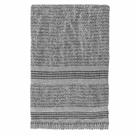 Hammam badehåndklæder sort og grå mønstret med frynser 95x180 fra Mette Ditmer Bodrum serien