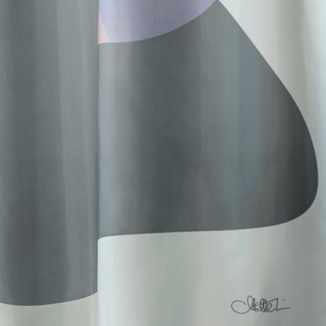 Design badeforhæng  i grønne farver ses tæt på mønsteret