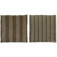 Bomuldskarklude økologiske sand farvet stribe design 33x33 vaffelvævet elvira serien fra Mette Ditmer