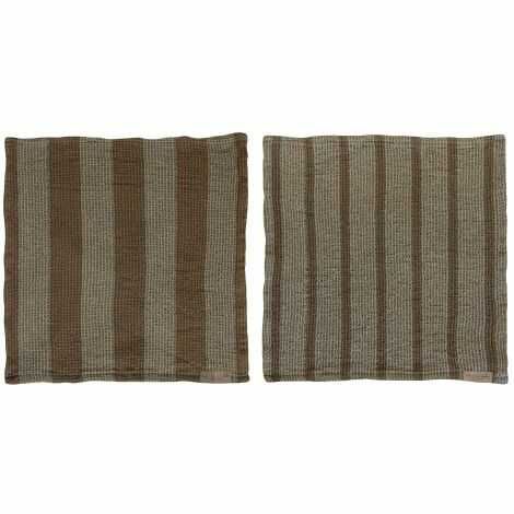 Bomuldskarklude økologiske sand farvet stribe design 33x33 vaffelvævet elvira serien fra Mette Ditmer