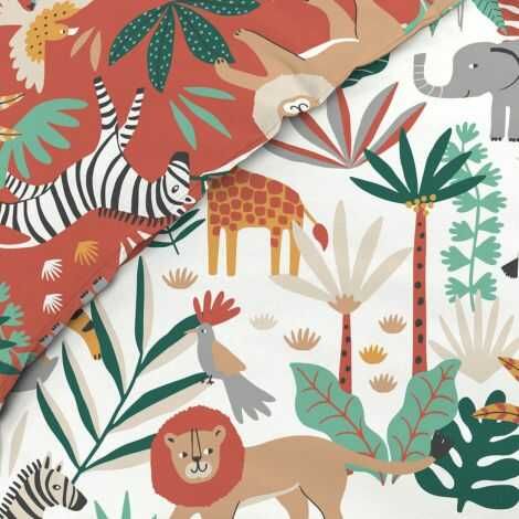 Nærbillede af mønsteret på voksen sengetøj til børn 140x200 cm.