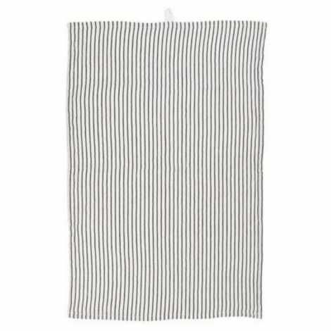 Ib Laursen viskestykker hvid og sort stribede i bomuld