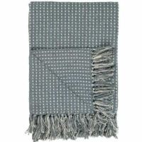 støv blå plaid med mønster og frynser fra ib laursen