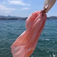 Stribede håndklæder hammam orange med hvide striber badehåndklæde