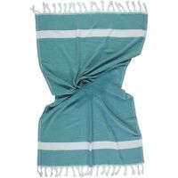 Tynde håndklæder Hammam grøn og hvid med frynser