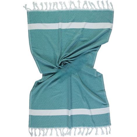 Tynde håndklæder Hammam grøn og hvid med frynser