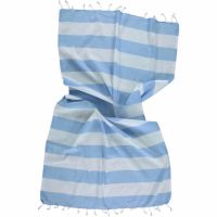 Tynde strandhåndklæder hammam 95x175 blå og hvid stribede med frynser