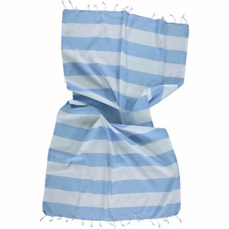 Tynde strandhåndklæder hammam 95x175 blå og hvid stribede med frynser