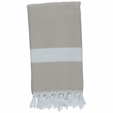 handklaeder-beige hammam med vævet diamant mønster hvid stribe
