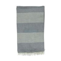 bade-handklaede-gra med hvide striber og frynser Hammam