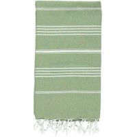 Hammam tæppe olivengrønt og hvidt i ren bomuld