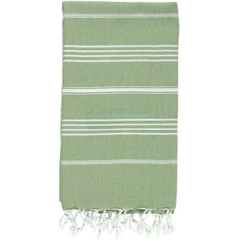 Hammam tæppe olivengrønt og hvidt i ren bomuld