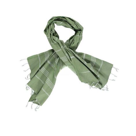 Hammam tæppe oliven grøn stort egnet som plaid strandtæppe og sengetæppe til enkeltseng.