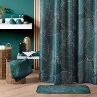 Badeforhæng planter 180x200 mørkegrøn vandafvisende polyester