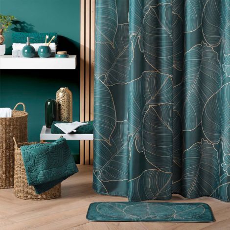 Badeforhæng planter 180x200 mørkegrøn vandafvisende polyester