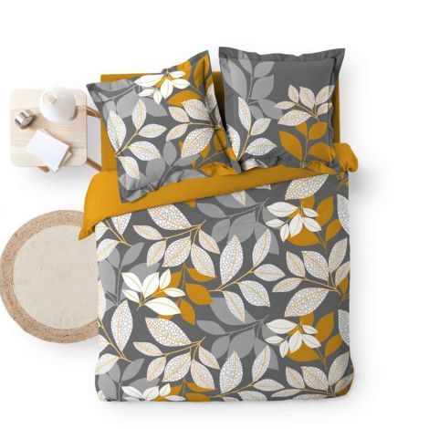 Sengetøj med blade til dobbeltdyne 240x220