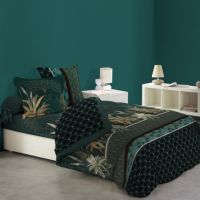 Sengetøj med grønne blade 240x220 i bomuld