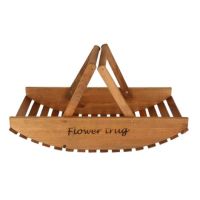 Træbakke med håndtag og tekst flower trug - kurv til blomster og dekoration