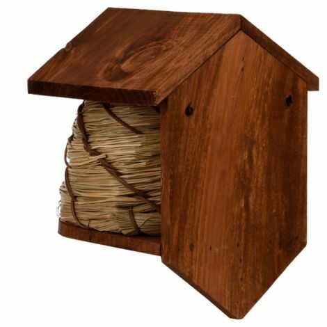 Blåmejse redekasse set fra bagsiden i fyrretræ