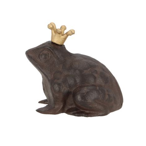 Metaldyr til haven frø set fra siden i brunt støbejern