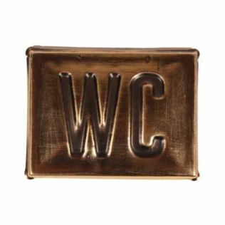 WC skilt messing look til ophæng på dør