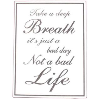 Emaljeskilt m teksten take a deep breath til dekoration i hjemmet