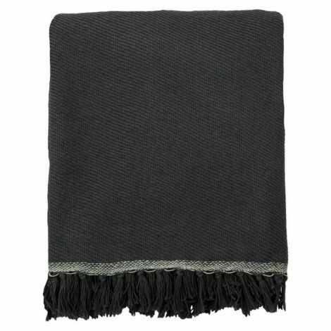 Mørkegrå plaid bohemia 125x180 økologisk bomuld