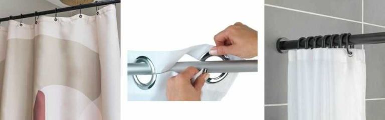 Sammenligning badeforhæng med rynkebånd eller ringe til ophæng