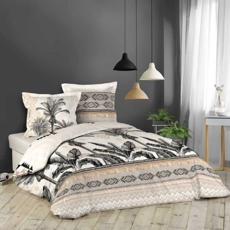 Dynebetræk 240x220 mønstret med palmer safari design
