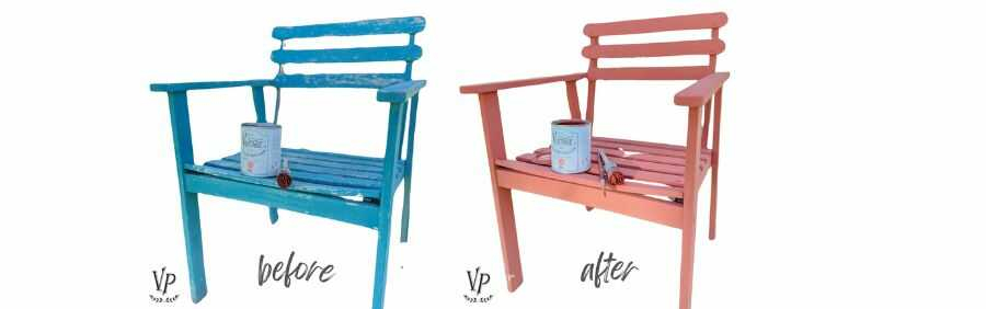 Have stolen før og efter maling med vintage paint kalkmaling - Fit 1200x1200