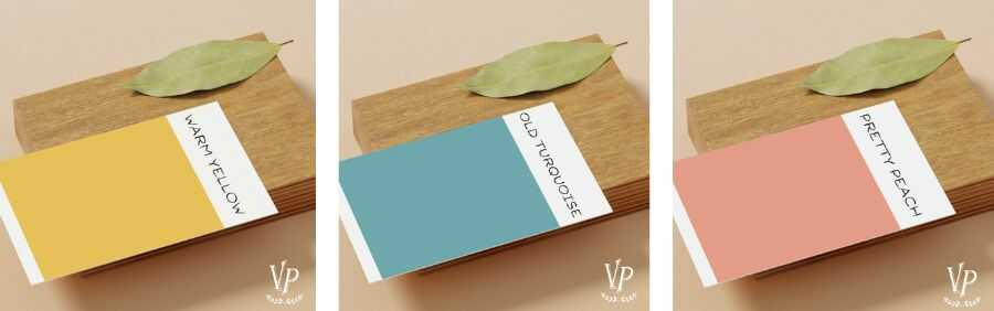 sommer farver er warm yellow - dusty turquise og pretty peach ferskenfarve vintega paint kalkmaling - Fit 1200x1200