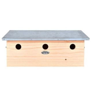 Spurve redekassse med 3 reder fuglehotel i træ med zinktag