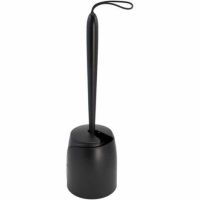 Toiletbørste silikone sort med automatisk lukke låg i plast